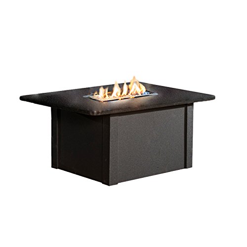 Outdoor Great Room Grandstone Crystal Fire Pit Table with Napa Valley Black Base and Absolute Black Granite Top