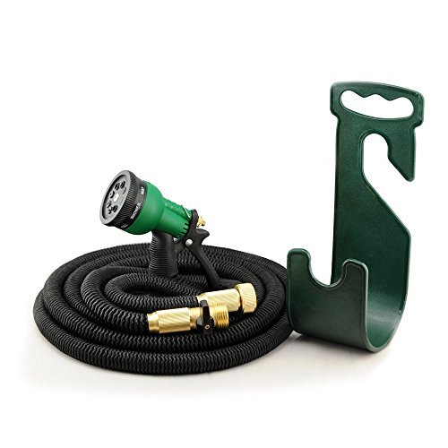 50ft Expanding Garden Hose 2016, Expandable Heavy Duty Hose 3/4" Brass Fittings[8 Way Sprayer,valve And Hanger