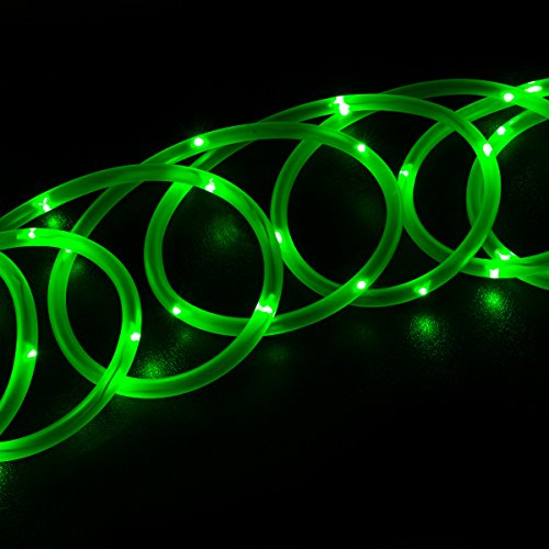 WYZworks - 33ft GREEN - 100 LEDs Solar Powered Outdoor Rope Lights - Portable with Light Sensor Waterproof Weather Resistant