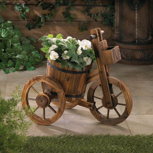 Garden Planters Home Indoor Outdoor Wooden Bicycle Ornament Flower Plant Holder Box Decorative Stand Patio Decor