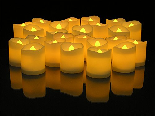 LED Flameless Candles - Set of 24 Flickering Votive Candles - Banberry Designs - LED - Flame Free Votive Candles