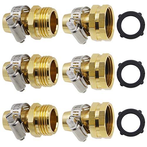 Twinkle Star Garden Hose Repair Connector with Clamps Male and Female Garden Hose Fittings 3 Set