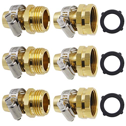 Twinkle Star Garden Hose Repair Connector with Clamps Male and Female Garden Hose Fittings 3 Set