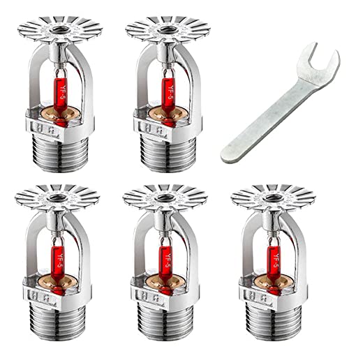 5pc Fire Sprinkler Head 155℉ Pendent Type  Wrench Sprinkler Head 12 NPT Thread Water Spray Down 68°C Quick Response for HomeGardenFarm Irrigation (Pendent Type)