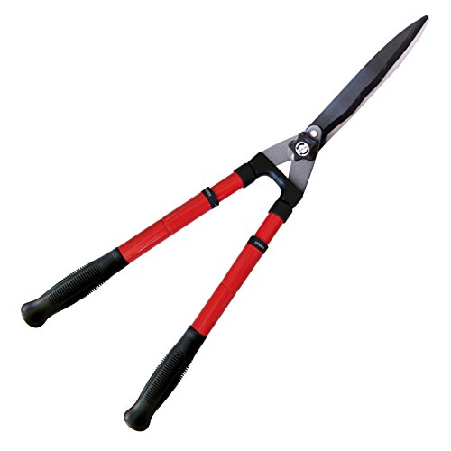 TABOR TOOLS B212A Telescopic Hedge Shears with Wavy Blade and Extendable Steel Handles Extendable Manual Hedge Clippers for Trimming Borders Boxwood and Tall Bushes